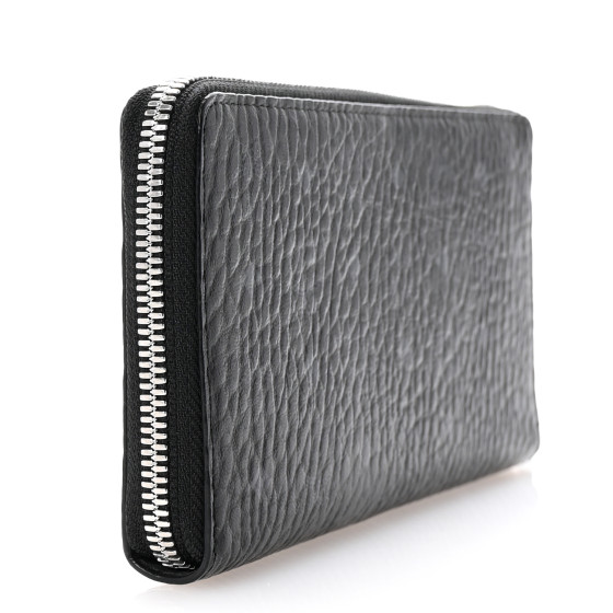 MCM Visetos Large Zip Around Wallet Black 1681225 | FASHIONPHILE