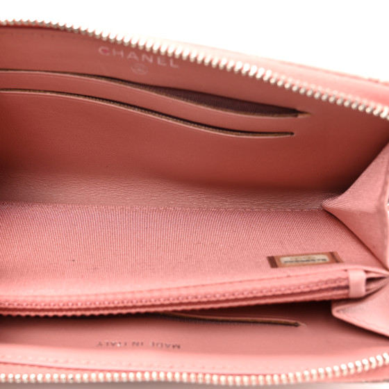 CHANEL Ombre Patent Calfskin Quilted Small Zip Around Wallet