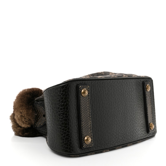 LOUIS VUITTON Monogram Denim Chinchilla Lizard Trapeze PM