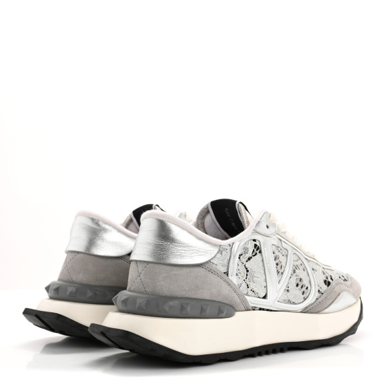 VALENTINO 靴 VALENTINO GARAVANI Metallic Calfskin Lace Mesh Lacerunner