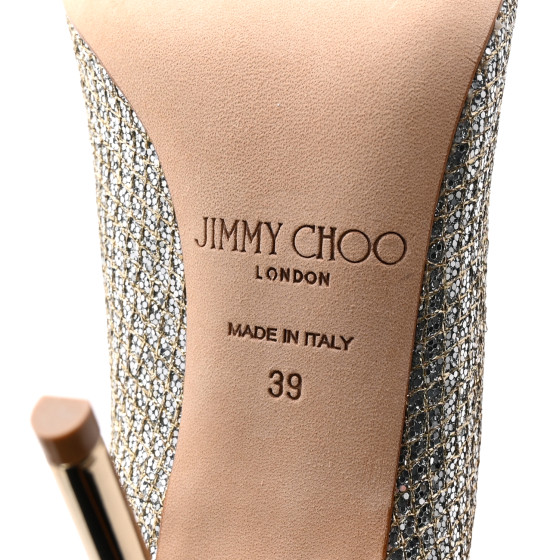 JIMMY CHOO Lame Glitter Pointy Toe Romy 100 Pumps 39 Light