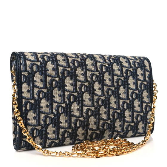 関税送料込国内発送★Dior Bobby East-West チェーンウォレット CHRISTIAN DIOR Oblique Bobby East West Pouch With Chain Blue
