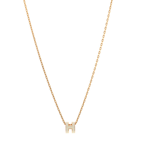 【HERMES】white×Goldチェーン☆ネックレス Mini \"Pop H\" Hermès // Gold Mini Pop H White Pendant Necklace – VSP