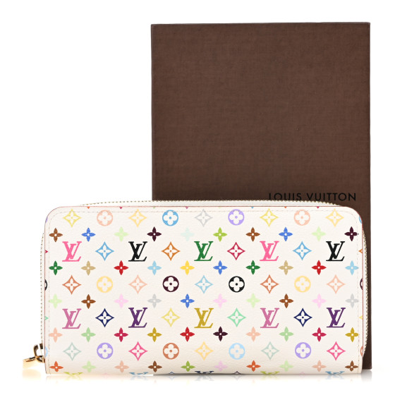 LOUIS VUITTON Monogram Multicolor Zippy Wallet White Litchi