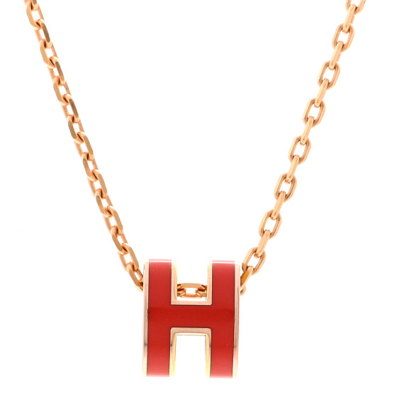 ☆入手困難☆【HERMES】mini pop H pendant ローズゴールド HERMES Lacquered Rose Gold Mini Pop H Pendant Necklace