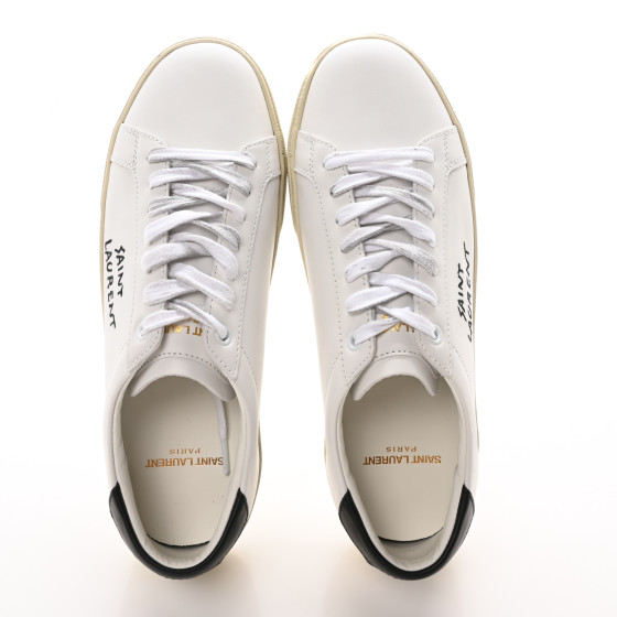 SAINT LAURENT Calfskin Embroidered Court Classic Sneakers 38