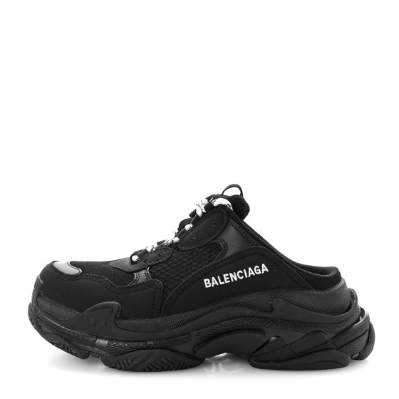 BALENCIAGA Fabric Mesh Womens Triple S Mule Sneakers 39