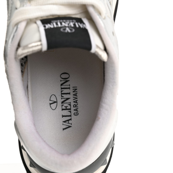 VALENTINO GARAVANI Metallic Calfskin Lace Mesh Lacerunner