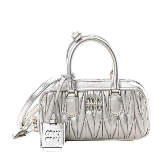 MIU MIU Metallic Nappa Matelasse Mini Arcadie Top Handle Bag