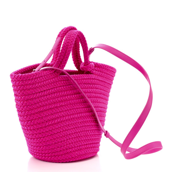 BALENCIAGA Nylon Lambskin Woven Small Ibiza Basket With