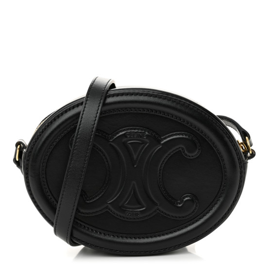 CELINE Smooth Calfskin Cuir Triomphe Oval Bag Black