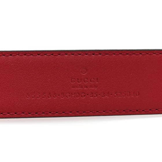 GUCCI Selleria Calfskin G 30mm Belt 85 34 New Cherry Red