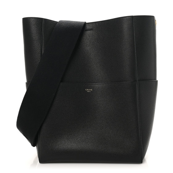 CELINE Soft Grained Calfskin Sangle Bucket Bag Black