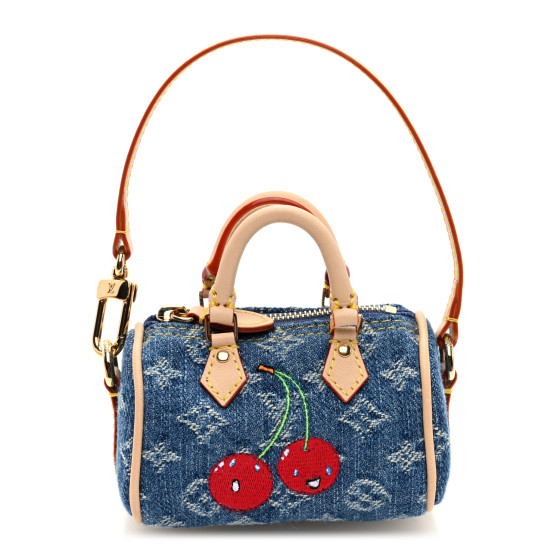 【LOUIS VUITTON x TM】Cherry Micro Speedy Denim Bag Charm LV x TM Micro Speedy Denim Cerise Bag Charm S00 - Women