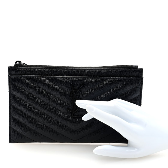 SAINT LAURENT Grain De Poudre Chevron Monogram Monochrome
