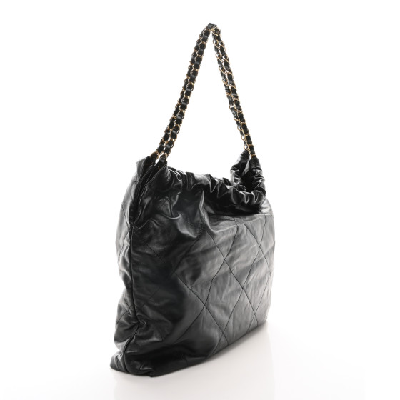 CHANEL Shiny Calfskin Quilted Chanel 22 Black 1673739