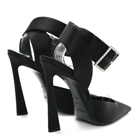 SAINT LAURENT Crepe Satin Crystal Buckle Claude 110