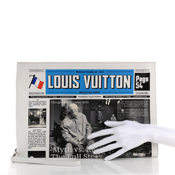 LOUIS VUITTON Calfskin Newspaper Print Pouch 1677587