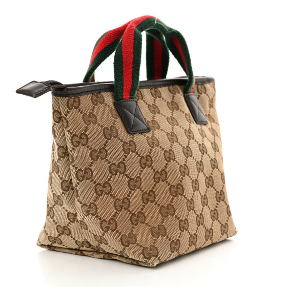 GUCCI Monogram Childrens GG Web Mini Tote Dark Brown 1678950