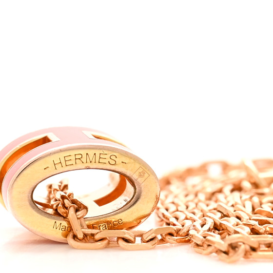 HERMES Lacquered Rose Gold Mini Pop H Pendant Necklace