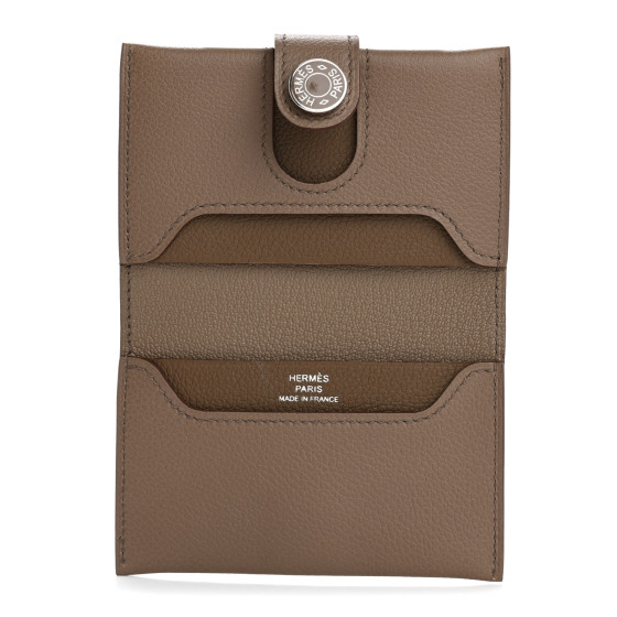 【HERMES】R.M.S CARD HOLDER EVERCOLOR Hermès R.M.S Card Holder I9 Apricot/ 37 Gold Evercolor