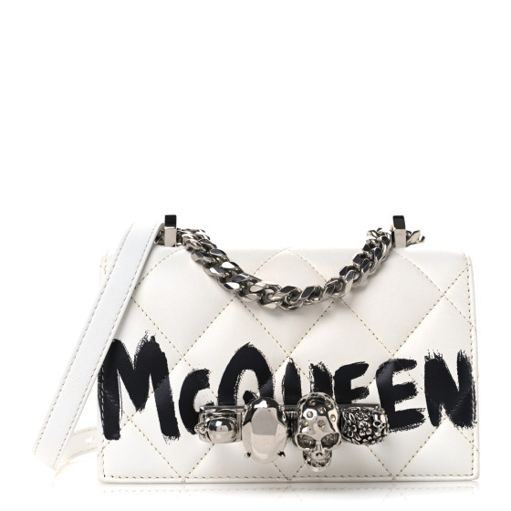 ALEXANDER MCQUEEN Lambskin Quilted Graffiti Skull Knuckle