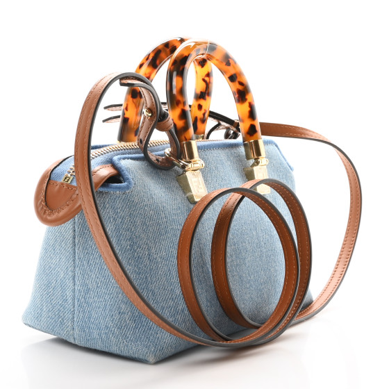 【関税&送料込】Fendi Fendi Embroidered Denim Mini By The Wa FENDI Denim Vitello King Plexiglass Logo Embroidered Mini By