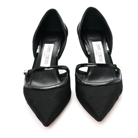 JIMMY CHOO Mesh Patent Carolyn 60 Pumps 36.5 Black 1663797