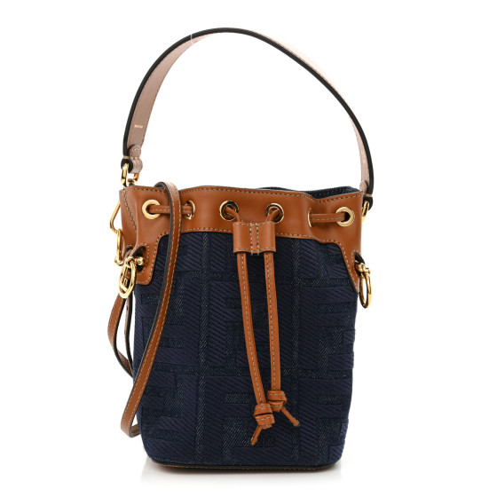 FENDI Embroidered Denim Mon Tresor Bucket Bag