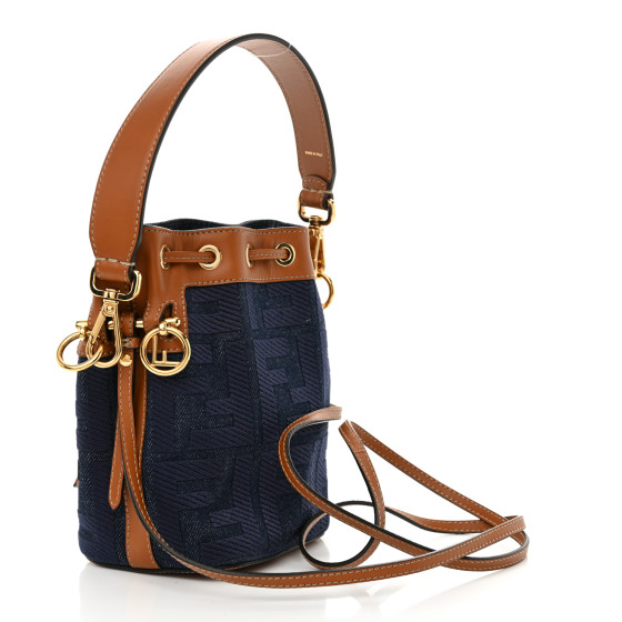 【関税&送料込】Fendi Embroidered Denim Mon Tresor Bucket Ba FENDI Denim Vitello King F is Fendi FF Embroidered Mini Mon