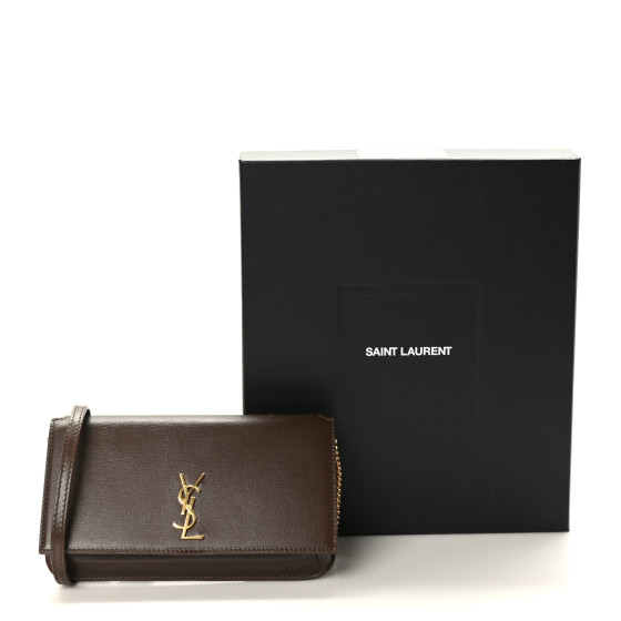 SAINT LAURENT Smooth Calfskin Monogram Phone Holder