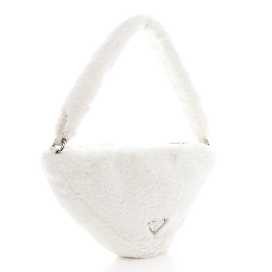 PRADA＊Triangle terrycloth shoulder bagショルダー＊送込 PRADA Terry Cloth Triangle Pouch White Black 1416608