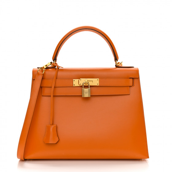 HERMES Box Kelly Sellier 28 Orange 1051066 | FASHIONPHILE