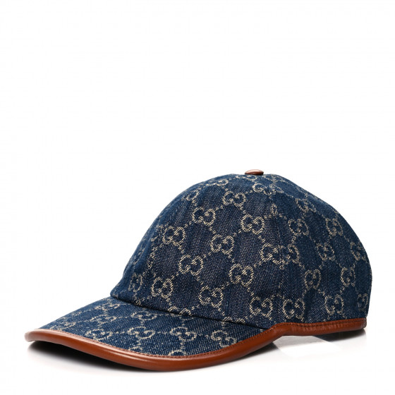 GUCCI Washed Jacquard Denim Nappa GG Monogram Oscar Baseball