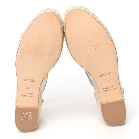 HERMES★ESPADRILLE  TIPOLI ★SIZE 37 ★最後の１足 ★ HERMES Calfskin Tipoli Espadrille Wedges 37 White 1135847