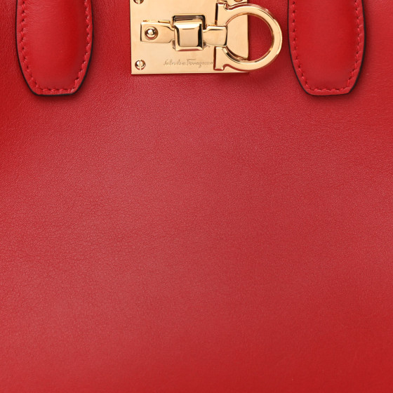 SALVATORE FERRAGAMO Calfskin Small Studio Box Bag Red