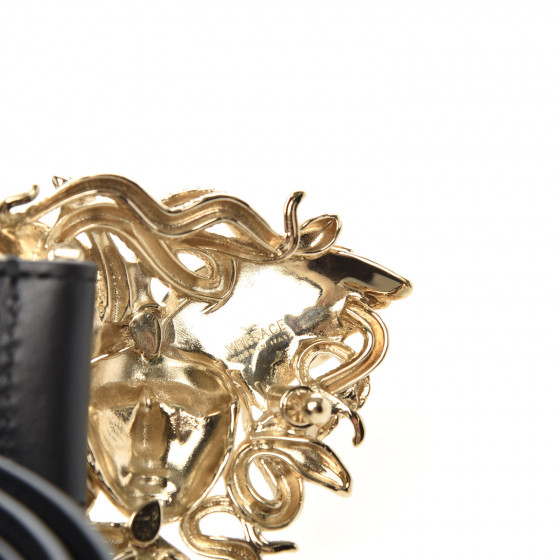 VERSACE Calfskin Palazzo Medusa Belt 95 38 Black 746842