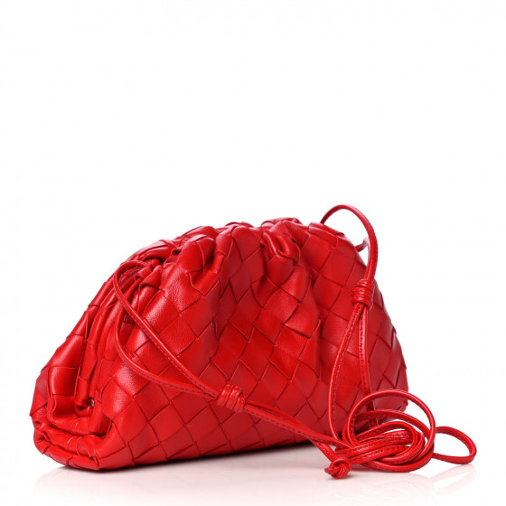 BOTTEGA VENETA Nappa Intrecciato The Mini Pouch Bright Red