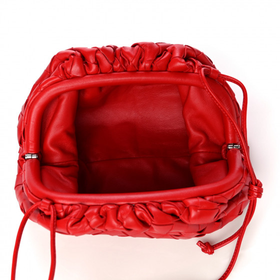 BOTTEGA VENETA Nappa Intrecciato The Mini Pouch Bright Red