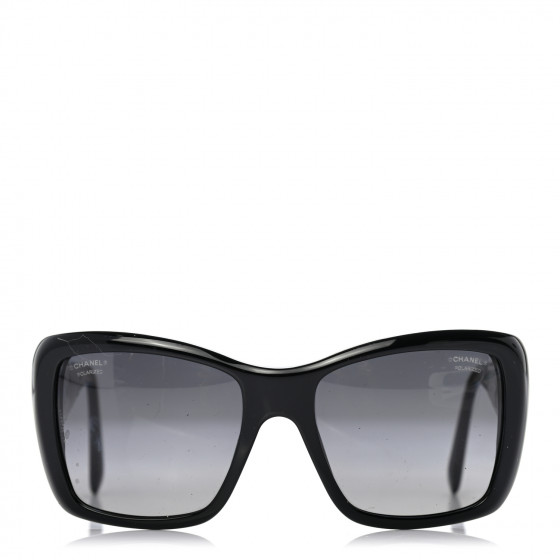 CHANEL Crystal Polarized CC Square Sunglasses 5301-B Black