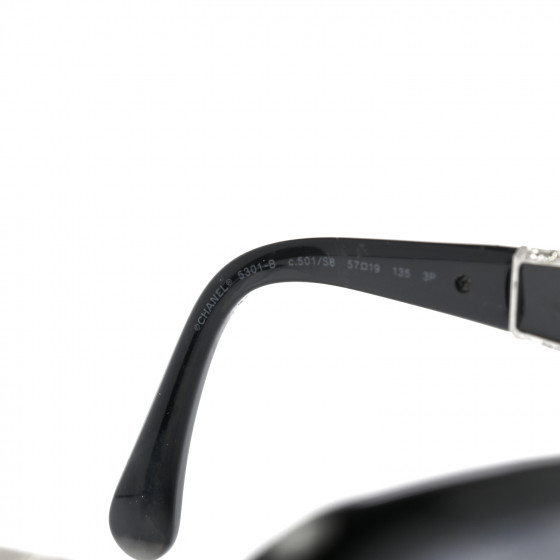 CHANEL Crystal Polarized CC Square Sunglasses 5301-B Black