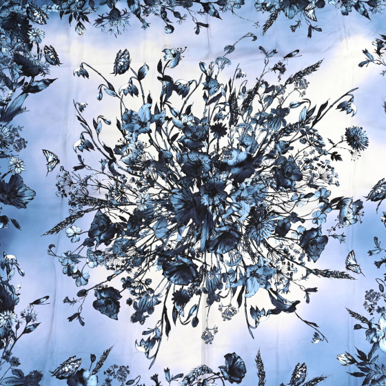 Christian Dior クリスチャンディオール ディオール シルク CHRISTIAN DIOR Silk Floral Square Scarf Blue Multicolor