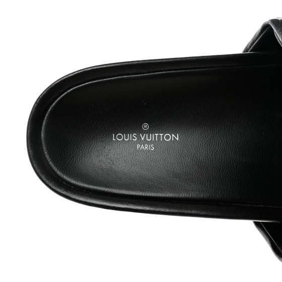 LOUIS VUITTON Lambskin Embossed Monogram Jumbo Flatform Mule