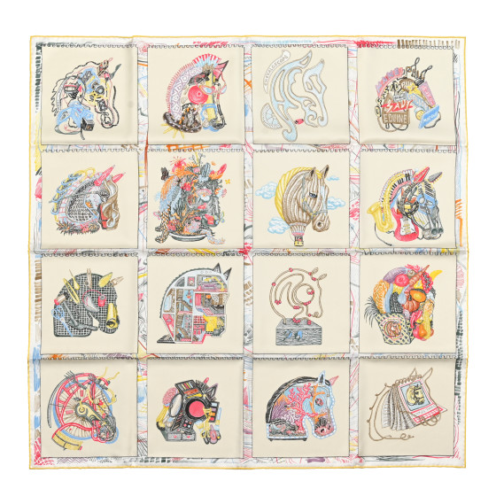 エルメス カレ90 Chevaloscope Rose/Bleu/Multicolore HERMES Silk Chevaloscope Scarf 90 Rose Nacre Vert Multicolor