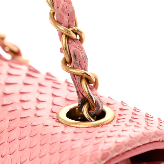 CHANEL Snakeskin Mini Rectangular Valentine Charms Flap Pink