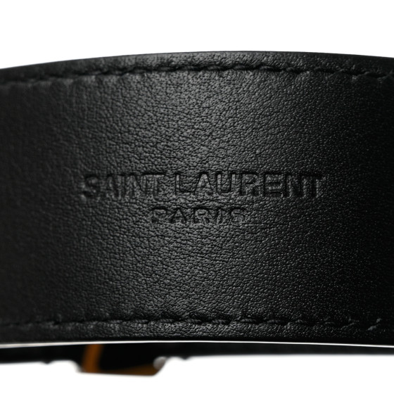 SAINT LAURENT Smooth Calfskin Monogram Square Buckle Belt 85