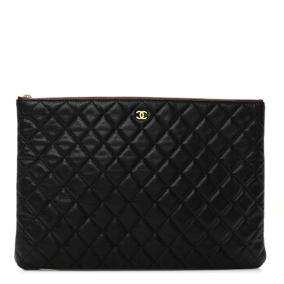 CHANEL Caviar Quilted Large Cosmetic Case Black