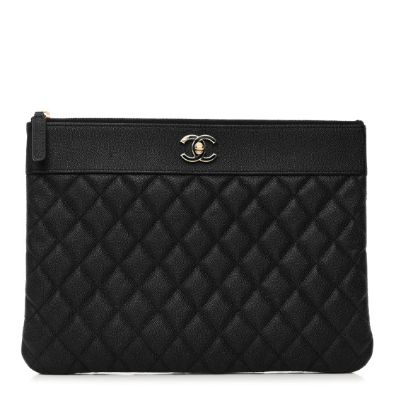 CHANEL Caviar Quilted Medium Vintage Mademoiselle Cosmetic Case Black