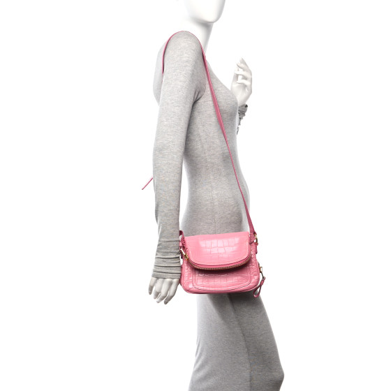 ショルダーバッグ・ポシェット TOM FORD Woman Shoulder bag Pink L1436TISA017 U6025 TOM FORD Calfskin Croc-Embossed Mini Jennifer Pink 1571380
