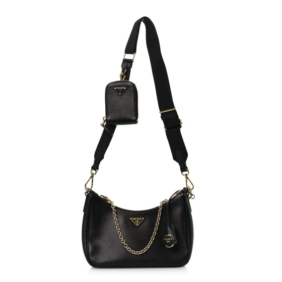 PRADA Saffiano Lux Re-Edition 2005 Shoulder Bag Black
